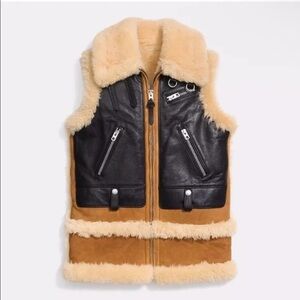 Coach Biker Sheepskin Vest NEW WITH TAGS Size M